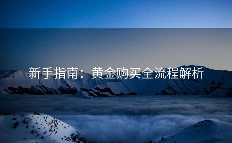 新手指南：黄金购买全流程解析